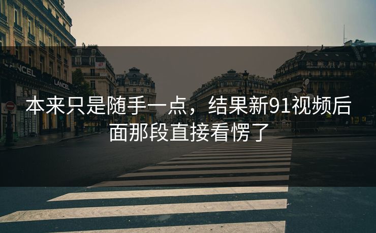 本来只是随手一点，结果新91视频后面那段直接看愣了