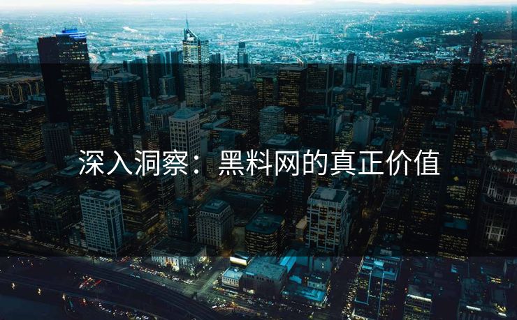 深入洞察：黑料网的真正价值