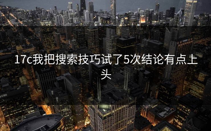 17c我把搜索技巧试了5次结论有点上头